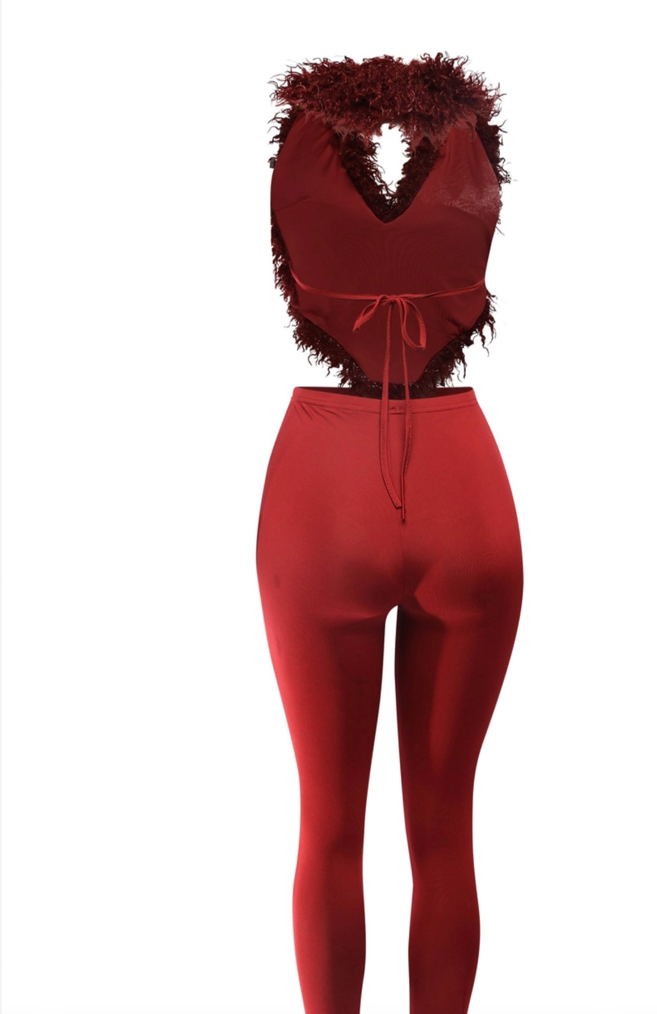 Wine Furry Two Piece