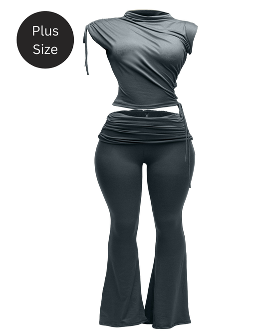 Plus Size Charcoal Two Piece Set