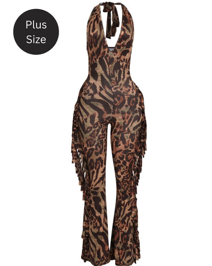 Plus Size Leopard Jumpsuit