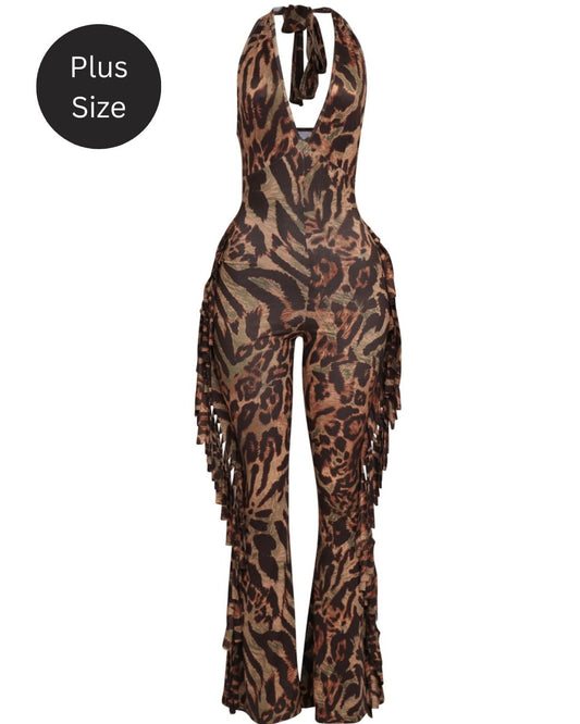 Plus Size Leopard Jumpsuit