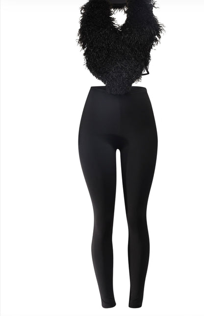 Black Furry Two Piece Set