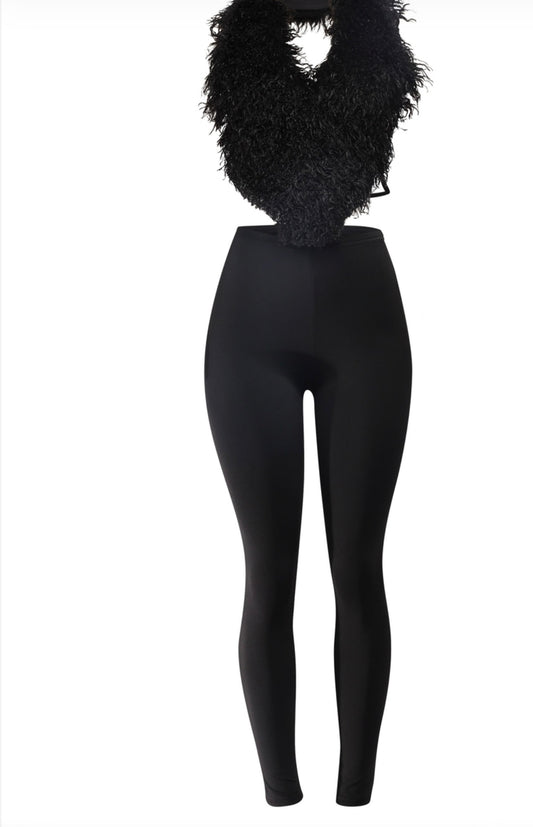 Black Furry Two Piece Set