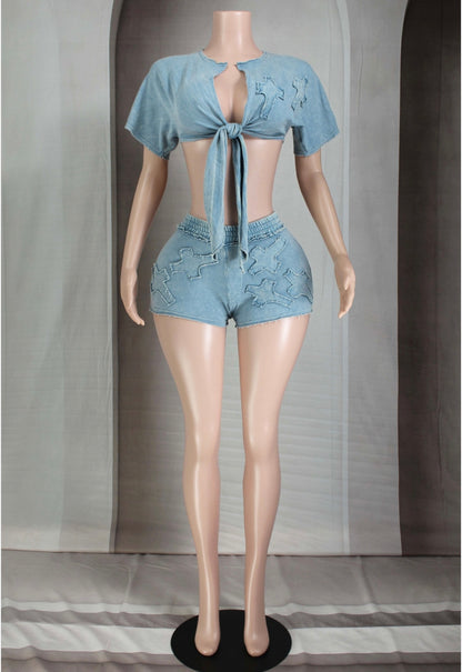Blue Cross Shorts Set